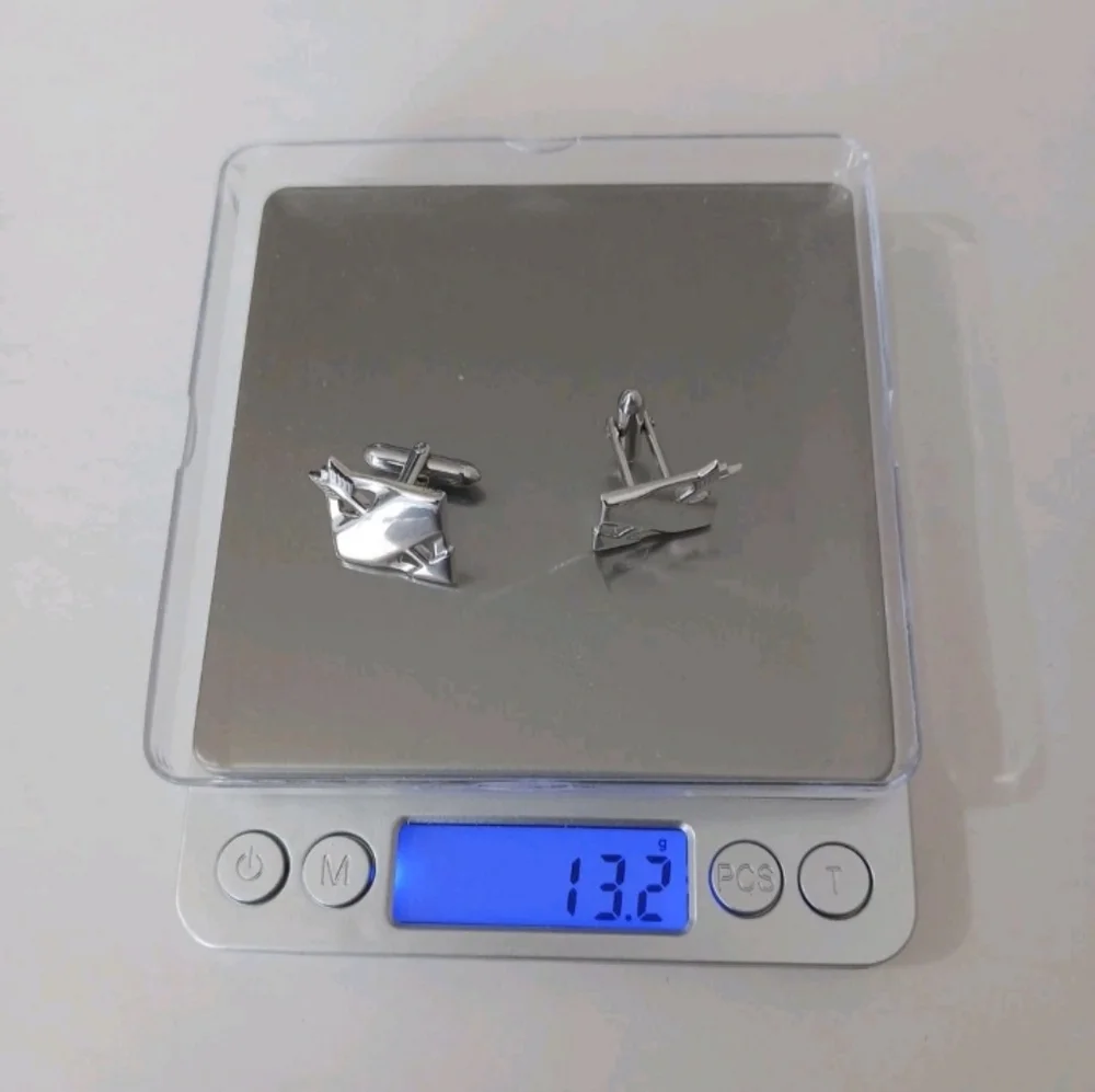 VTG Silver Tone Cutout Arrow Cufflinks Square MCM Modernist Men's Jewelry Retro